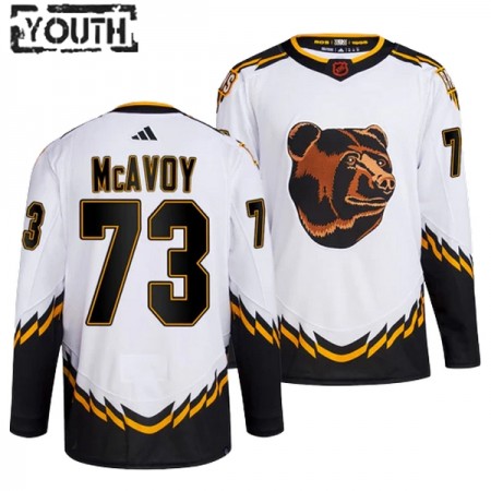 Boston Bruins tröja Charlie McAvoy 73 Adidas 2022-23 Vit Reverse Retro 2.0 Authentic - NHL Tröjor Barn